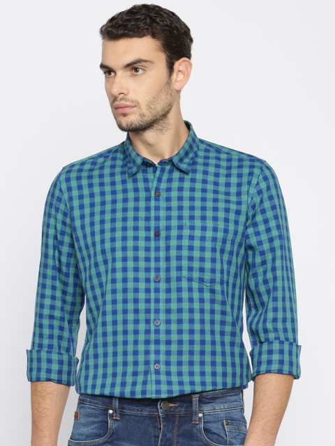 

Mast & Harbour Men Green & Blue Checked Casual Shirt