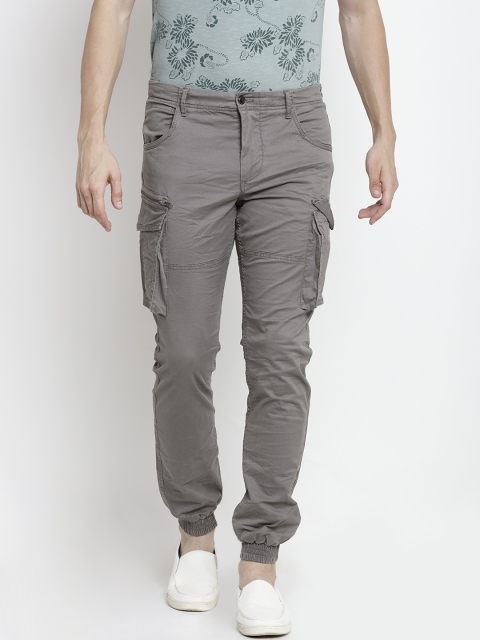 

Jack & Jones Men Grey Regular Fit Solid Cargos