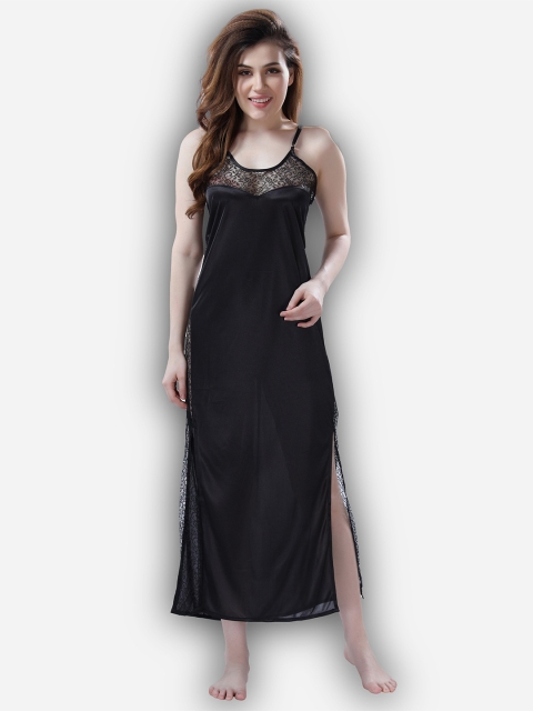 

Romaisa Women Black Maxi Nightdress