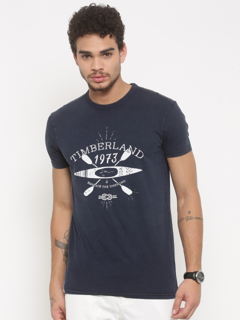 

Timberland Men Navy Printed Round Neck T-shirt, Navy blue