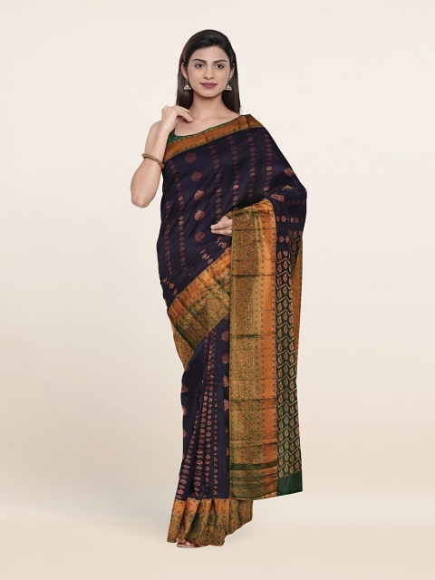 

Pothys Navy Blue & Gold-Toned Woven Design Zari Pure Silk Saree