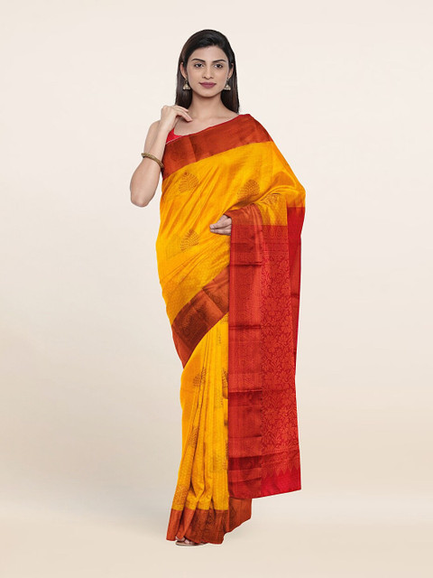

Pothys Yellow & Red Woven Design Zari Pure Silk Saree