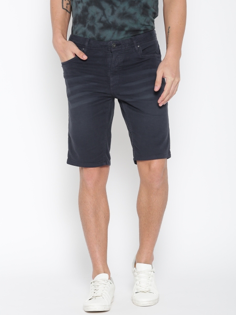 

Jack & Jones Men Navy Blue Lightly Washed Casual Shorts