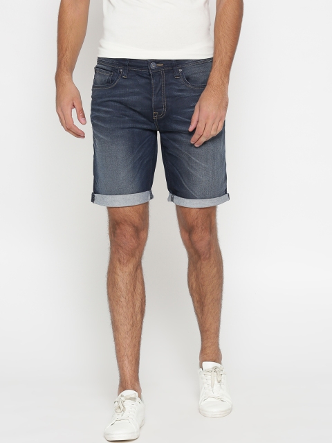 

Jack & Jones Men Blue Washed Denim Shorts