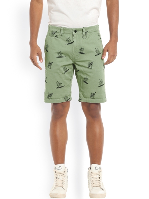 

Jack & Jones Men Green Printed Regular Fit Shorts
