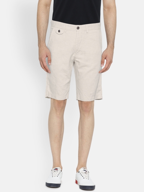 

Jack & Jones Men Off-White Solid Regular Fit Shorts