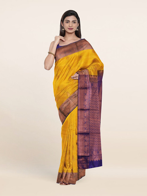 

Pothys Yellow & Blue Woven Design Zari Pure Silk Saree