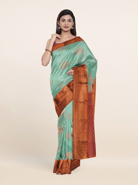 

Pothys Sea Green & Maroon Woven Design Zari Pure Silk Saree