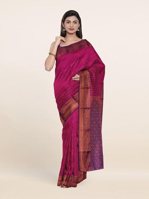 

Pothys Purple & Pink Ethnic Motifs Zari Pure Silk Saree