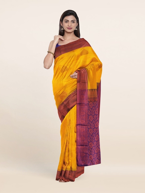 

Pothys Yellow & Purple Woven Design Zari Pure Silk Saree