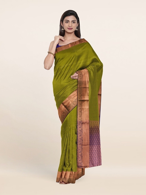 

Pothys Olive Green & Blue Woven Design Zari Pure Silk Saree