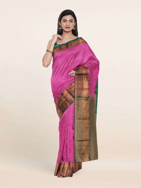 

Pothys Pink & Green Woven Design Zari Pure Silk Saree