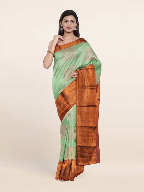 

Pothys Green & Copper-Toned Ethnic Motifs Zari Pure Silk Saree