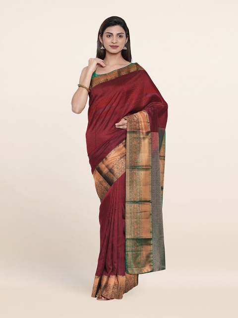 

Pothys Maroon & Green Woven Design Zari Pure Silk Saree