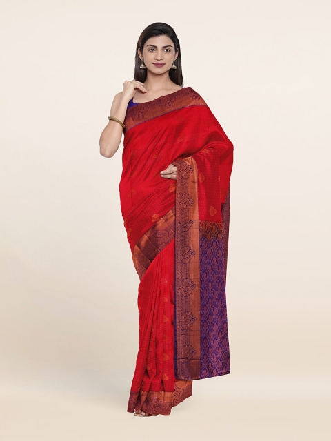 

Pothys Red & Blue Woven Design Zari Pure Silk Saree