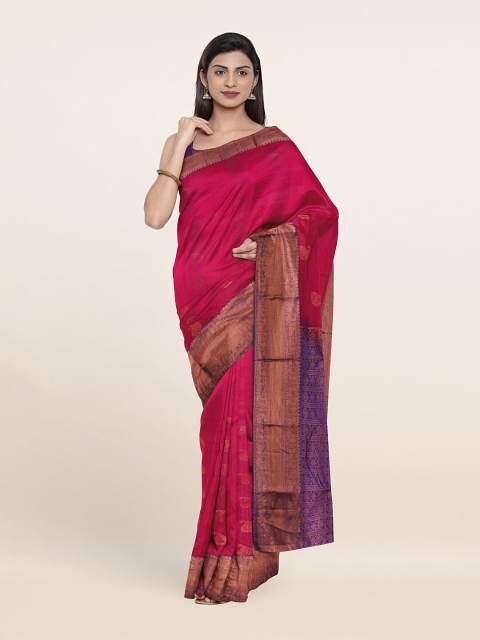 

Pothys Pink & Blue Woven Design Zari Pure Silk Saree