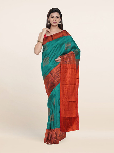 

Pothys Green & Red Woven Design Zari Pure Silk Saree