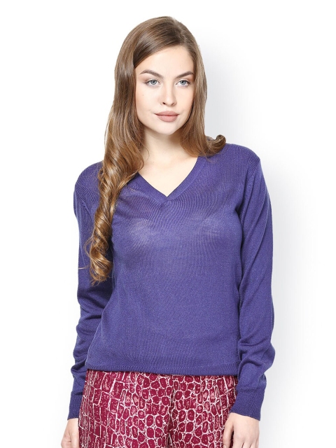 

Be Indi Women Purple Ribbed Pullover