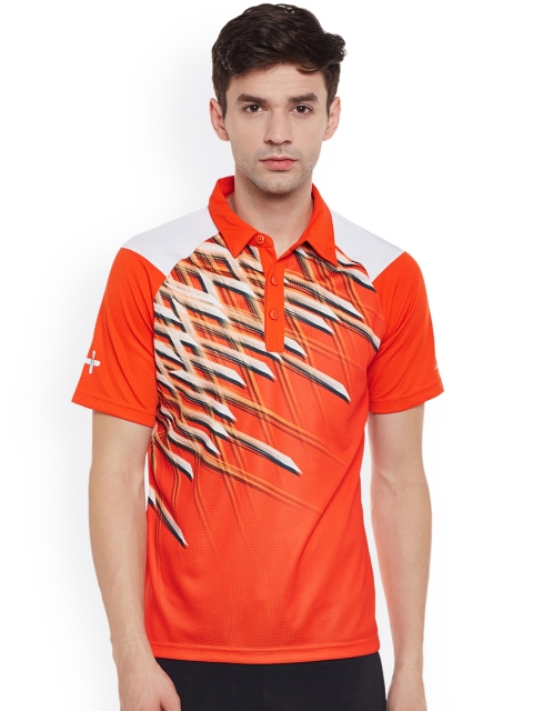 

Alcis Men Orange Printed Polo Collar Sports T-shirt