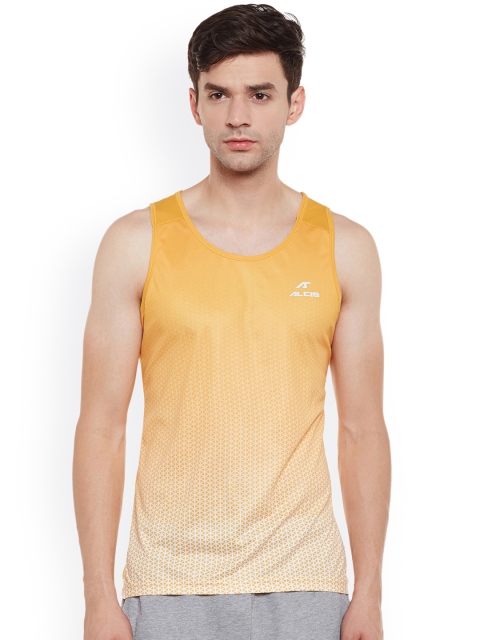 

Alcis Men Orange Printed Round Neck Sports T-shirt