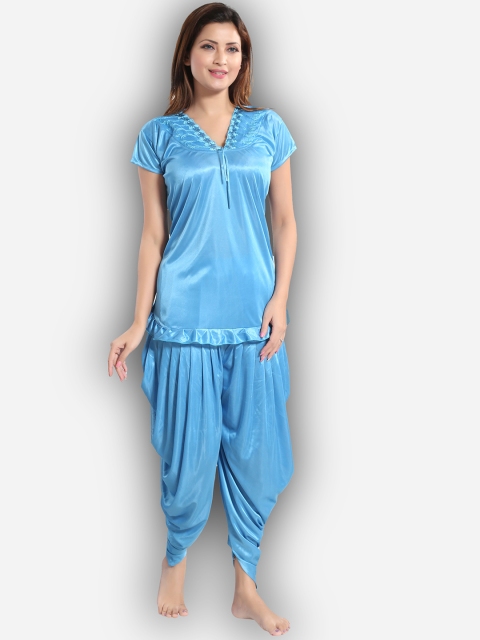 

Romaisa Women Turquoise Blue Night suit