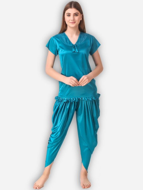 

Romaisa Women Turquoise Blue Night suit