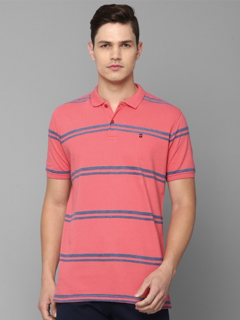 

Louis Philippe Sport Men Pink Striped Polo Collar Cotton Slim Fit T-shirt