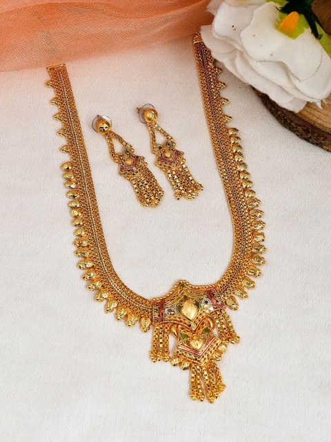 

Silvermerc Designs Green & Red Gold-Plated Jewellery Set