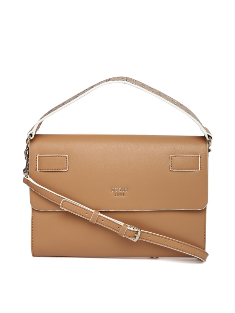 

GUESS Brown Solid Sling Bag with Detachable Shoulder Strap