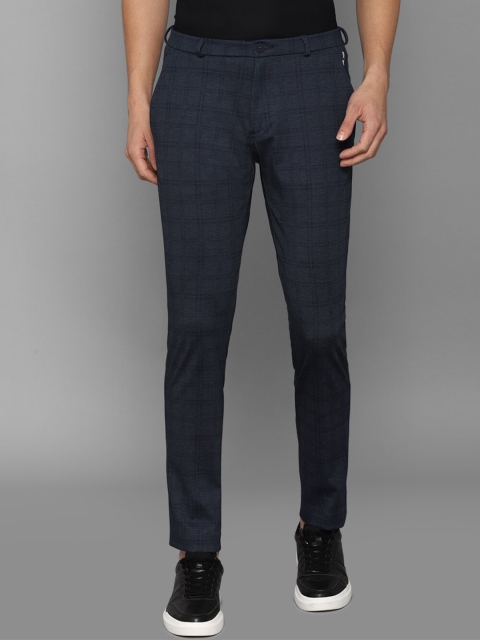 

Louis Philippe Ath.Work Men Navy Blue Checked Slim Fit Trousers