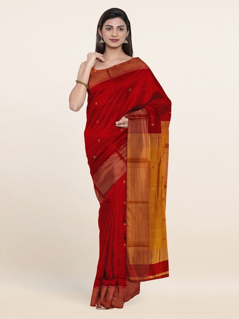 

Pothys Red & Orange Woven Design Zari Silk Cotton Saree