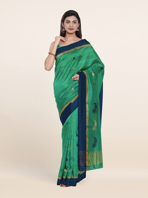 

Pothys Green & Blue Woven Design Zari Silk Cotton Saree