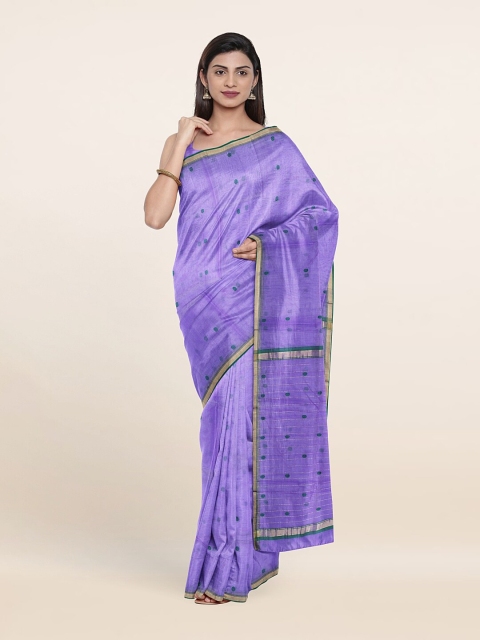 

Pothys Lavender & Gold-Toned Zari Silk Cotton Saree