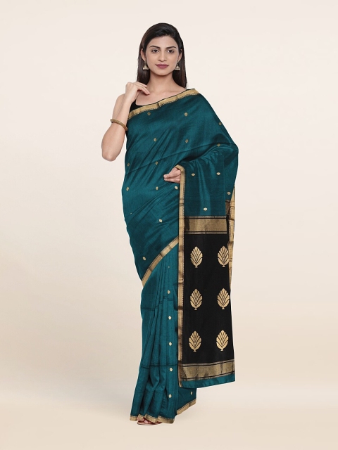 

Pothys Teal & Black Woven Design Zari Silk Cotton Saree