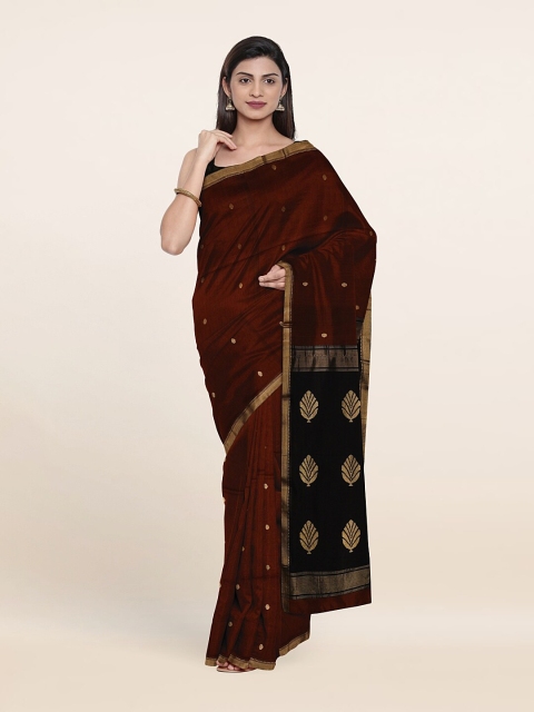 

Pothys Maroon & Black Woven Design Zari Silk Cotton Saree