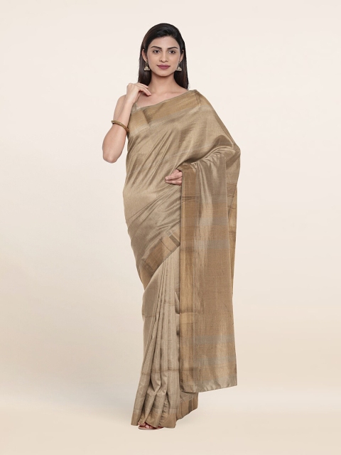 

Pothys Gold-Toned & Copper-Toned Zari Silk Cotton Saree