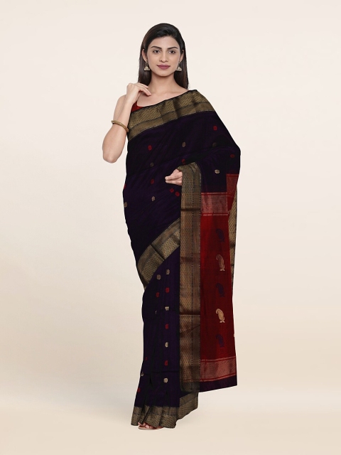 

Pothys Violet & Maroon Woven Design Zari Silk Cotton Saree