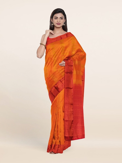 

Pothys Orange & Red Woven Design Zari Pure Silk Saree