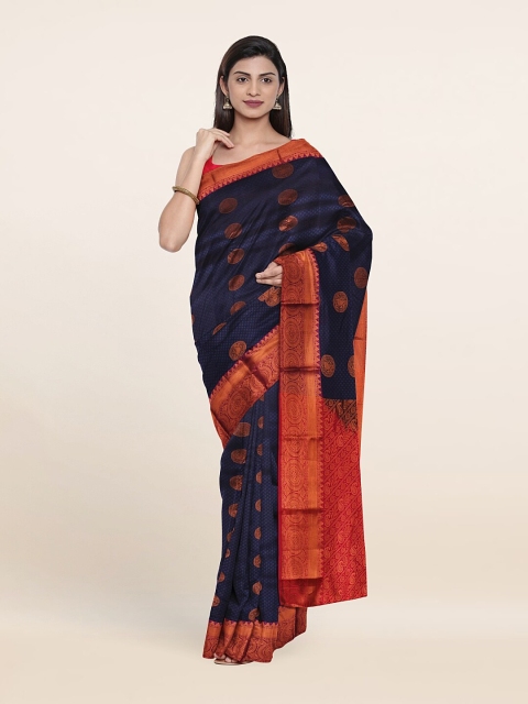 

Pothys Navy Blue & Red Woven Design Zari Pure Silk Saree