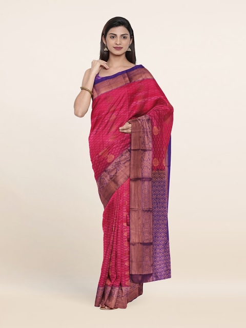 

Pothys Pink & Blue Woven Design Zari Pure Silk Saree