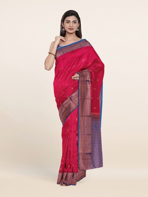 

Pothys Pink & Blue Woven Design Zari Pure Silk Saree