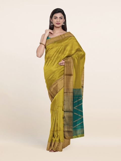 

Pothys Yellow & Green Woven Design Zari Silk Cotton Saree