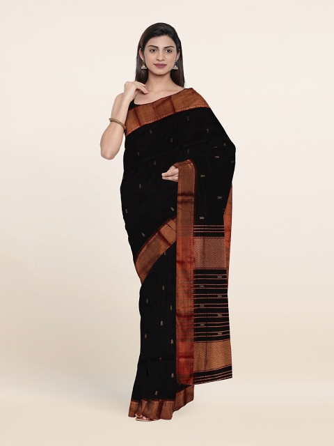 

Pothys Black & Red Woven Design Zari Silk Cotton Saree