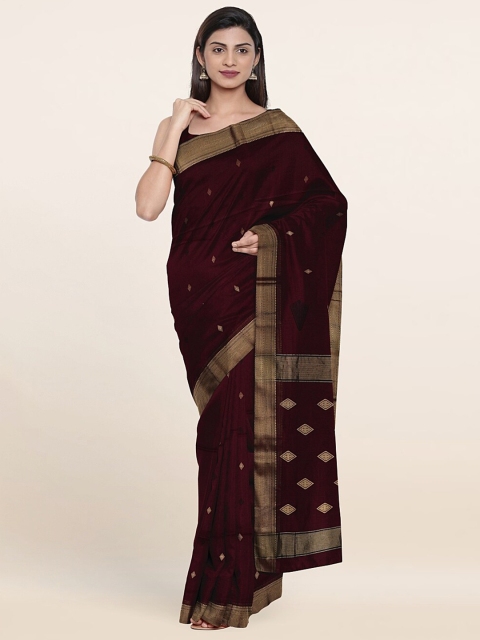

Pothys Purple & Gold-Toned Woven Design Zari Silk Cotton Saree