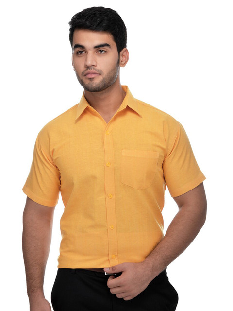 

RIAG Men Yellow Solid Formal Shirt