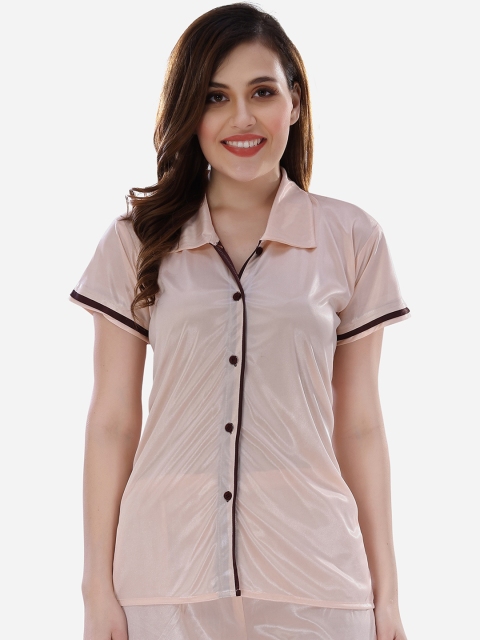 

Romaisa Women Beige & Black Night suit