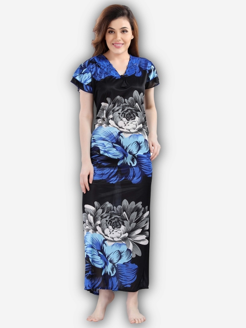

Romaisa Women Blue Printed Maxi Nightdress