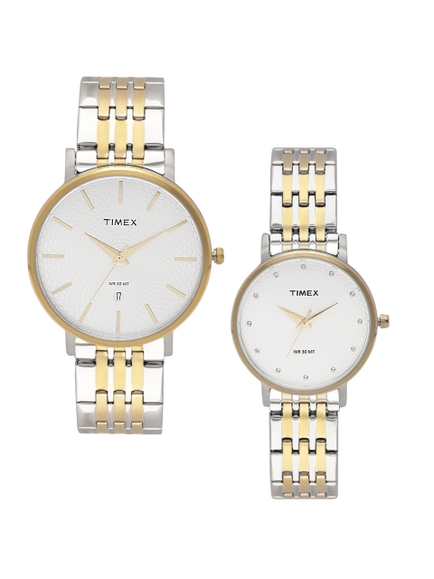 

Timex Silver-Toned His & Her Analogue Watch Gift Set TW00PR210