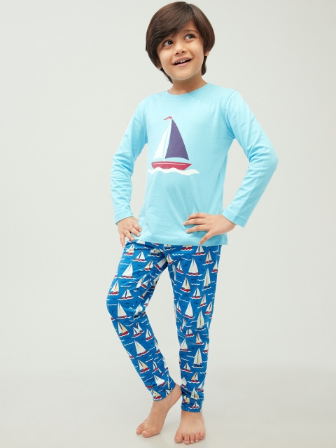 

frangipani Boys Blue & Red Printed T-shirt with Trousers