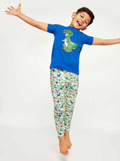 

frangipani Boys Blue & Green Printed T-shirt with Trousers